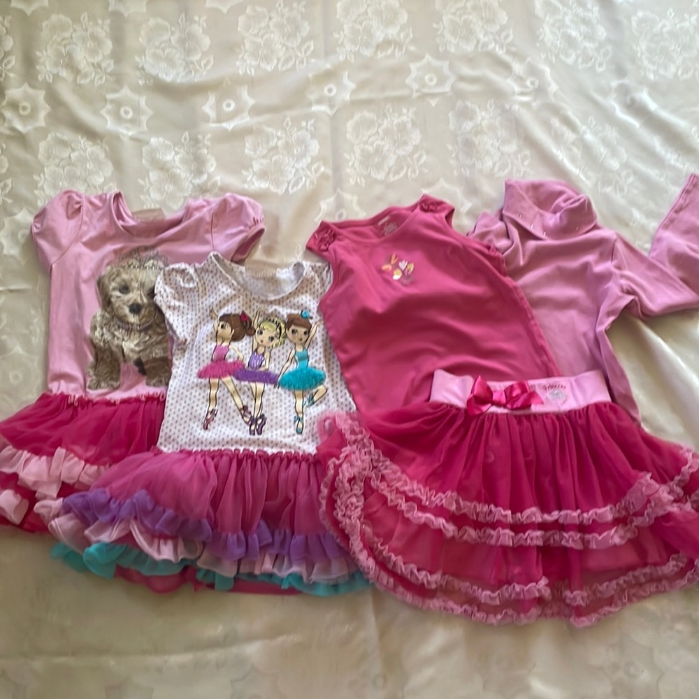 Pink shirt, skirt, and dress bundle